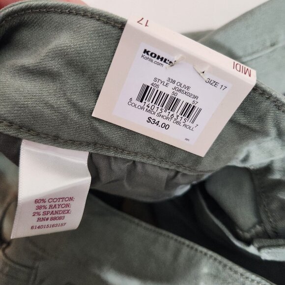 So Womens Olive Green Midi Low Rise Stretch Shorts Size 17 - Picture 11 of 16